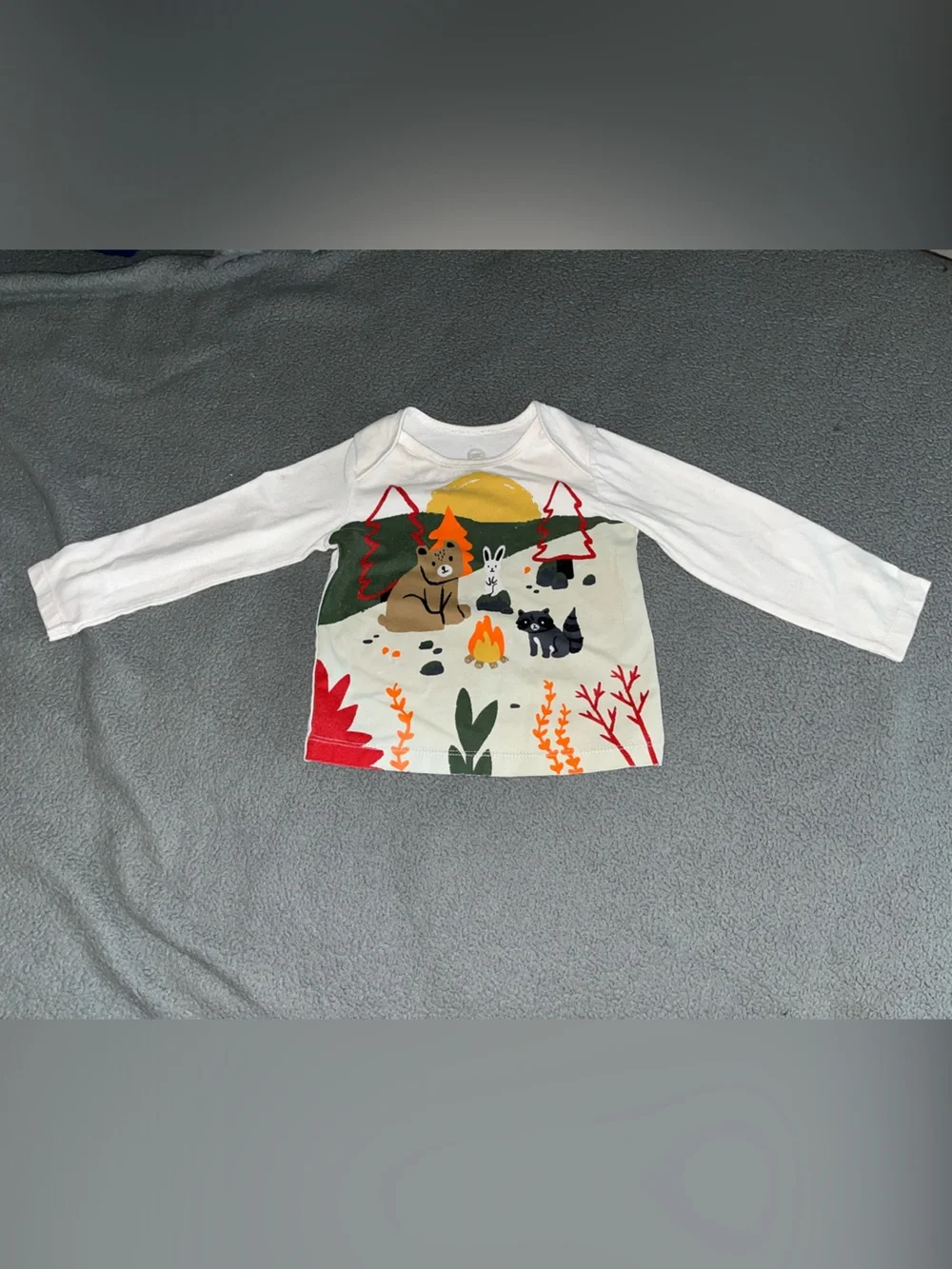 OshKosh B'gosh White Long-Sleeve Campfire Animal Graphic Tee